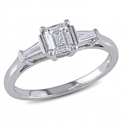 Signature Collection White Gold 3/4ct TDW Diamond Three Stone Engagement Ring - Handcrafted By Name My Rings™