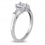 Signature Collection White Gold 3/4ct TDW Diamond Three Stone Engagement Ring - Handcrafted By Name My Rings™