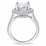 Signature Collection White Gold 4-9/10ct TDW Channel and Buttercup-Set Diamond Halo Engagement Ring - Handcrafted By Name My Rings™