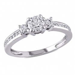 Signature Collection White Gold 4/5ct TDW 3-stone Diamond Engagement Ring - Handcrafted By Name My Rings™