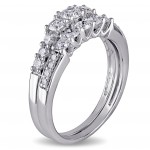 Signature Collection White Gold 4/5ct TDW Diamond 3-stone Bridal Ring Set - Handcrafted By Name My Rings™