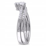 Signature Collection White Gold Heart-Cut 1/2ct TDW Diamond Bypass Two-Piece Bridal Ring Set - Handcrafted By Name My Rings™