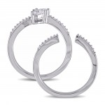 Signature Collection White Gold Heart-Cut 1/2ct TDW Diamond Bypass Two-Piece Bridal Ring Set - Handcrafted By Name My Rings™