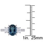 Signature Collection White Gold London Blue Topaz 5/8ct TDW Oval and Round Diamond Engagement Ring - Handcrafted By Name My Rings™