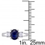 Signature Collection White Gold Oval-Shaped Blue Sapphire and 1/3ct TDW Diamond Engagement Ring - Handcrafted By Name My Rings™