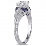 Signature Collection White Gold Sapphire and 1 1/6ct TDW Diamond Engagement Ring - Handcrafted By Name My Rings™