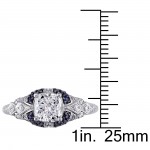 Signature Collection White Gold Sapphire and 1 1/6ct TDW Diamond Engagement Ring - Handcrafted By Name My Rings™