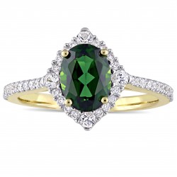 Signature Collection Gold Chrome Diopside White Sapphire and 1/4ct TDW Diamond Engagement Ring - Handcrafted By Name My Rings™