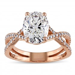 Signature Collection Rose Gold 2 3/4ct TDW Certified Oval Diamond Engagement Ring - Handcrafted By Name My Rings™