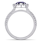 Signature Collection White Gold Marquise-Cut Tanzanite and 7/8ct TDW Diamond Halo Engagement Ring - Handcrafted By Name My Rings™