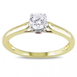 Signature Collection Gold 1/2ct TDW Diamond and Pink Sapphire Solitaire Engagement Ring  Handcrafted By Name My Rings™