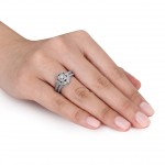 Sterling Silver 1/3ct TDW Diamond Floral Bridal Ring Set - Handcrafted By Name My Rings™