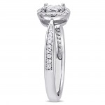 Sterling Silver 1/3ct TDW Diamond Halo Engagement Ring - Handcrafted By Name My Rings™