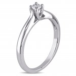 Sterling Silver 1/6ct TDW Diamond Solitaire Ring - Handcrafted By Name My Rings™