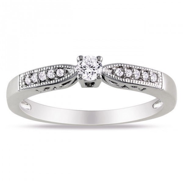 Sterling Silver 1/6ct TDW Round Diamond Ring - Handcrafted By Name My Rings™