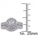 Sterling Silver Created-white-sapphire and 1/10ct TDW Diamond Bridal Ring Set - Handcrafted By Name My Rings™