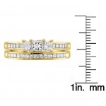 Gold 1 1/2ct TDW Three Stone Diamond Bridal Ring Set - Handcrafted By Name My Rings™