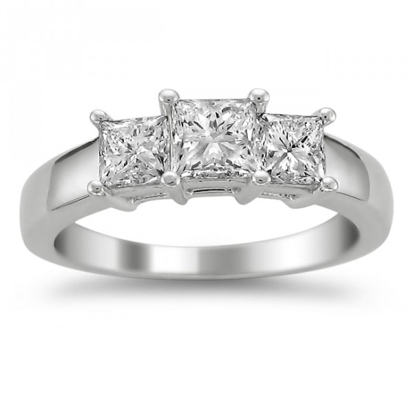 White Gold 1 1/2ct TDW Diamond 3-stone Engagement Ring - Handcrafted By Name My Rings™