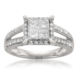 White Gold 1 1/6ct TDW Princess-cut Diamond Ring - Handcrafted By Name My Rings™