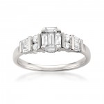 White Gold 1/2ct TDW Baguette Emerald Shape Diamond Ring - Handcrafted By Name My Rings™