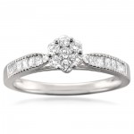 White Gold 1/2ct TDW Diamond Flower Cluster Promise Ring - Handcrafted By Name My Rings™