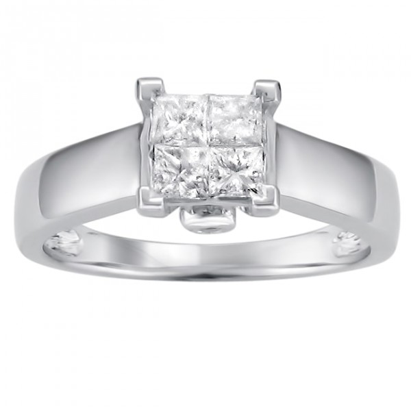 White Gold 1/2ct TDW Princess Diamond Composite Ring - Handcrafted By Name My Rings™