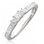 White Gold 1/2ct TDW Princess-cut 3-stone Engagement Ring - Handcrafted By Name My Rings™