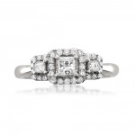 White Gold 1/2ct TDW Princess-cut White Diamond 3-Stone Engagement Ring - Handcrafted By Name My Rings™