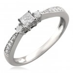 White Gold 1/4ct TDW Princess-cut Diamond Promise Ring - Handcrafted By Name My Rings™