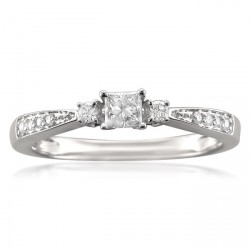 White Gold 1/4ct TDW Princess-cut Diamond Promise Ring - Handcrafted By Name My Rings™