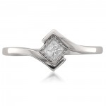 White Gold 1/5ct TDW Princess Bezel Solitaire Diamond Ring - Handcrafted By Name My Rings™