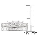 White Gold 2ct TDW Princess-cut 3-Stone White Diamond 2-piece Bridal Set - Handcrafted By Name My Rings™