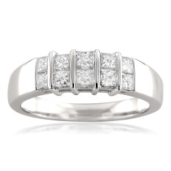 White Gold 3/4ct TDW Princess-cut White Diamond Anniversary Band - Handcrafted By Name My Rings™