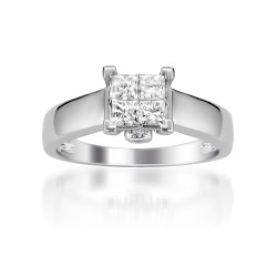 White Gold 5/8ct TDW Princess Diamond Composite Ring - Handcrafted By Name My Rings™
