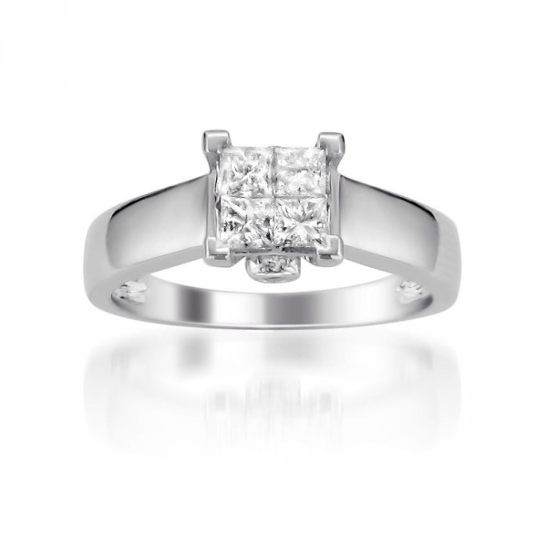 White Gold 5/8ct TDW Princess Diamond Composite Ring - Handcrafted By Name My Rings™