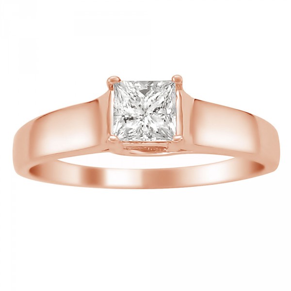 Jewelry Rose Gold 1/4ct TDW Princess-cut White Diamond Solitaire Engagement Ring - Handcrafted By Name My Rings™