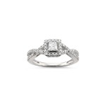 Jewelry White Gold 1/2ct TDW Princess-cut White Diamond Halo Engagement Ring - Handcrafted By Name My Rings™