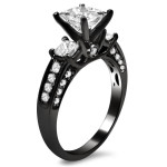 Black Gold 1 1/2ct TDW 3-stone Enhanced Princess Cut Diamond Engagement Ring - Handcrafted By Name My Rings™