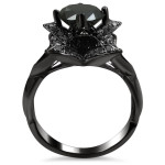 Black Gold 2 1/3ct TDW Black Diamond Lotus Engagement Ring<li>black rhodium-plated gold jewelry - Handcrafted By Name My Rings™