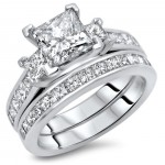 Gold 2 1/2ct TDW Princess-cut Diamond Bridal Set - Handcrafted By Name My Rings™