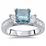 Gold 2 3/4ct TDW Blue Princess-cut Diamond Bridal Set - Handcrafted By Name My Rings™