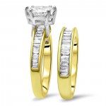 Gold 2ct TDW Marquise Baguette Diamond Engagement Ring Bridal Set - Handcrafted By Name My Rings™