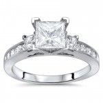 Gold 2ct TDW Princess-cut Diamond 3-stone Engagement Ring Set - Handcrafted By Name My Rings™