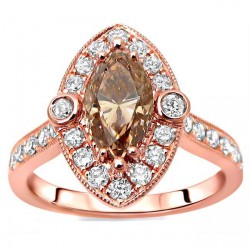 Rose Gold 1 4/6ct TDW Marquise Brown Diamond Engagement Ring - Handcrafted By Name My Rings™