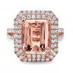 Rose Gold Emerald-cut Morganite and 4/5ct TDW Diamond Engagement Ring - Handcrafted By Name My Rings™