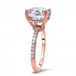 Rose Gold Round Moissanite and 1/3ct TDW Diamond Halo Engagement Ring - Handcrafted By Name My Rings™