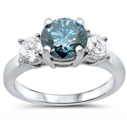 White Gold 1 1/2ct TDW Blue and White 3-stone Engagement Ring - Handcrafted By Name My Rings™