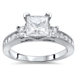 White Gold 1 1/2ct TDW Enhanced Princess-cut 3-stone Diamond Engagement Ring - Handcrafted By Name My Rings™
