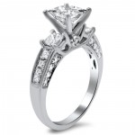 White Gold 1 1/2ct TDW Princess-cut Diamond 3-stone Engagement Ring - Handcrafted By Name My Rings™