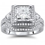 White Gold 1 2/5ct TDW Princess Cut Halo Enhanced Diamond Bridal Set - Handcrafted By Name My Rings™